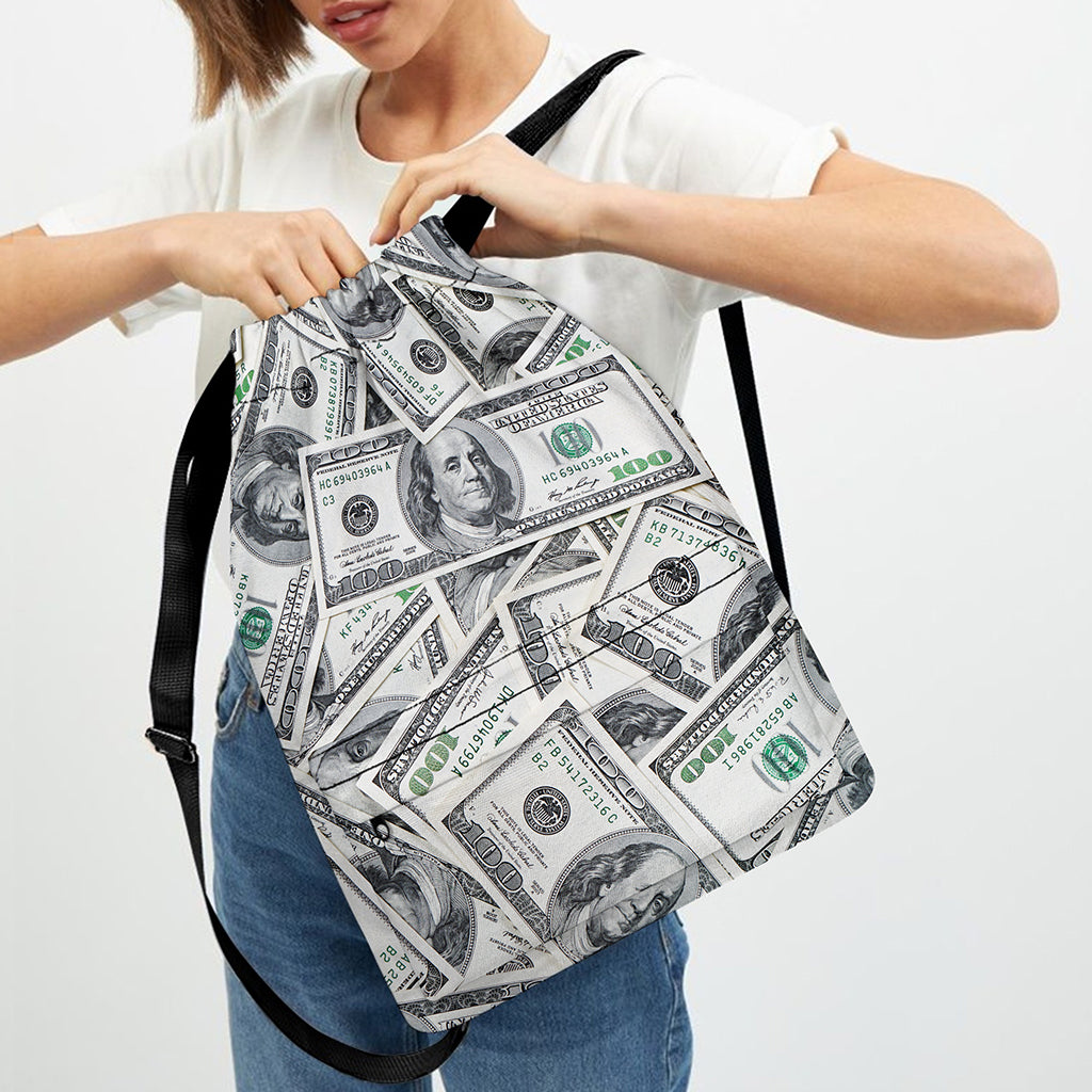 US Dollar Pattern Print Drawstring Backpack