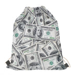 US Dollar Pattern Print Drawstring Bag