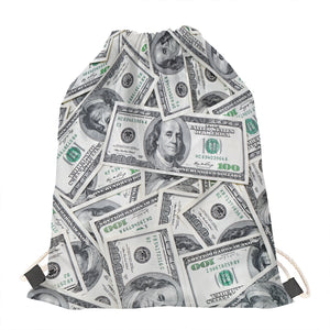 US Dollar Pattern Print Drawstring Bag