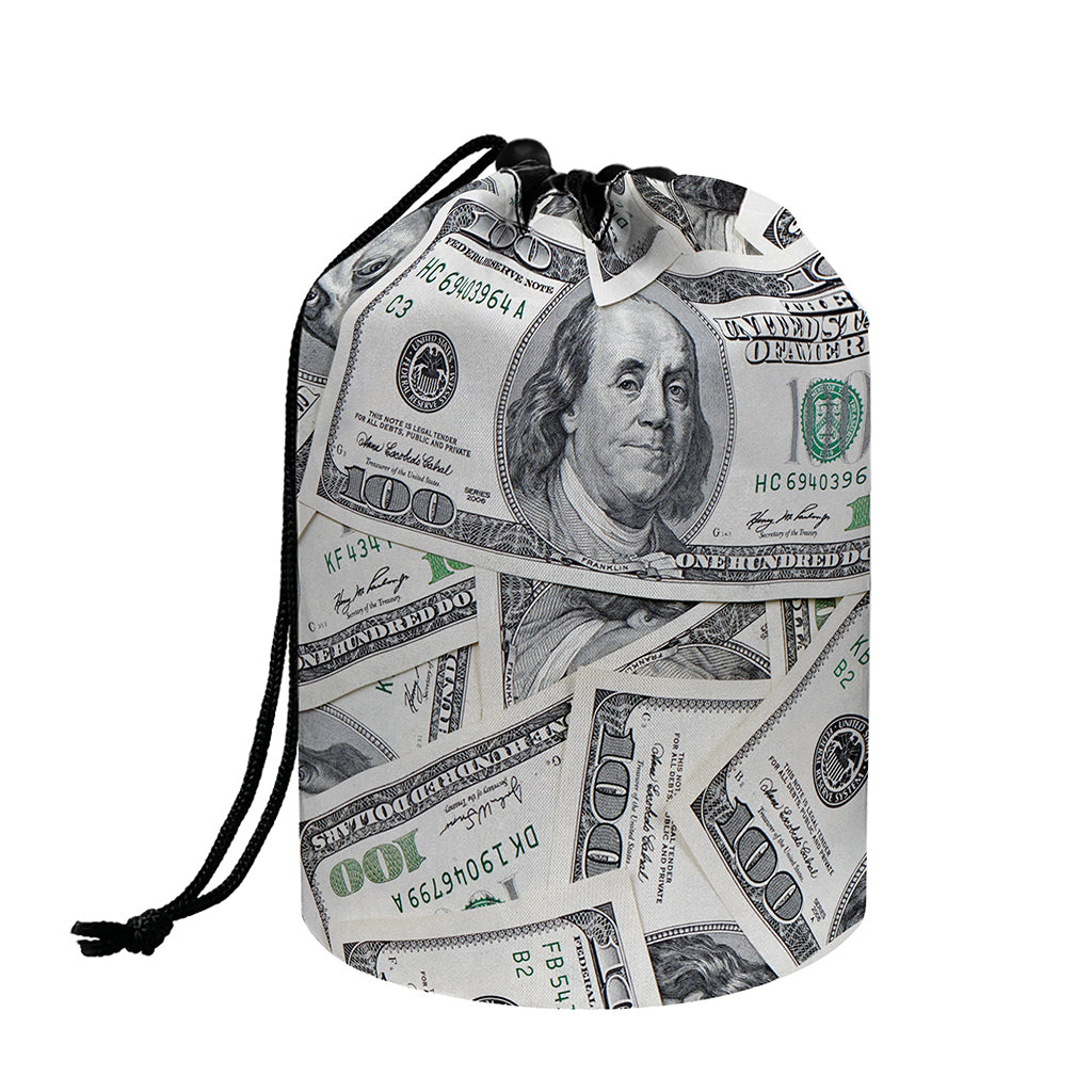 US Dollar Pattern Print Drawstring Makeup Bag