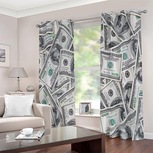 US Dollar Pattern Print Extra Wide Grommet Curtains