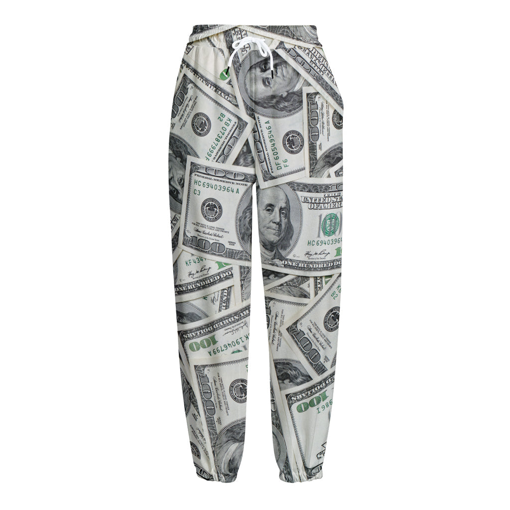 US Dollar Pattern Print Fleece Lined Knit Pants