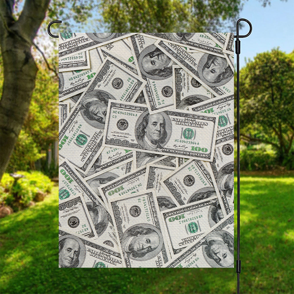 US Dollar Pattern Print Garden Flag