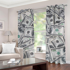 US Dollar Pattern Print Grommet Curtains