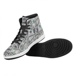 US Dollar Pattern Print High Top Leather Sneakers