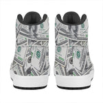 US Dollar Pattern Print High Top Leather Sneakers