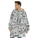 US Dollar Pattern Print Hoodie Blanket