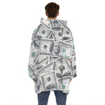 US Dollar Pattern Print Hoodie Blanket