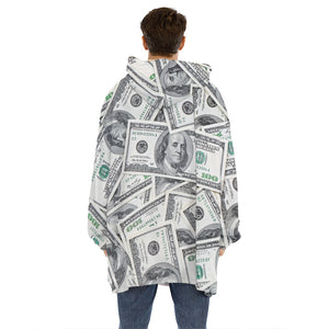 US Dollar Pattern Print Hoodie Blanket