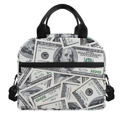 US Dollar Pattern Print Insulated Lunch Bag