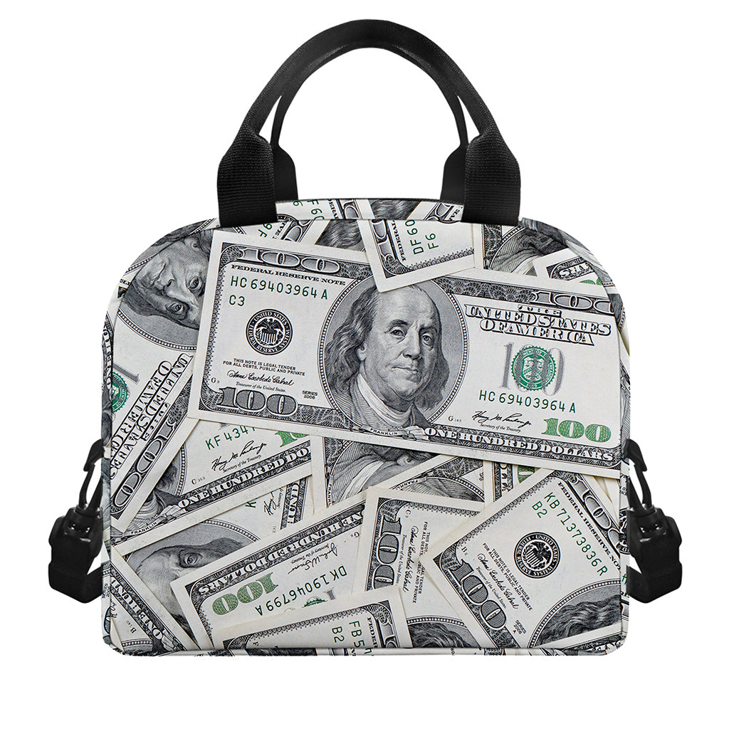 US Dollar Pattern Print Insulated Lunch Bag