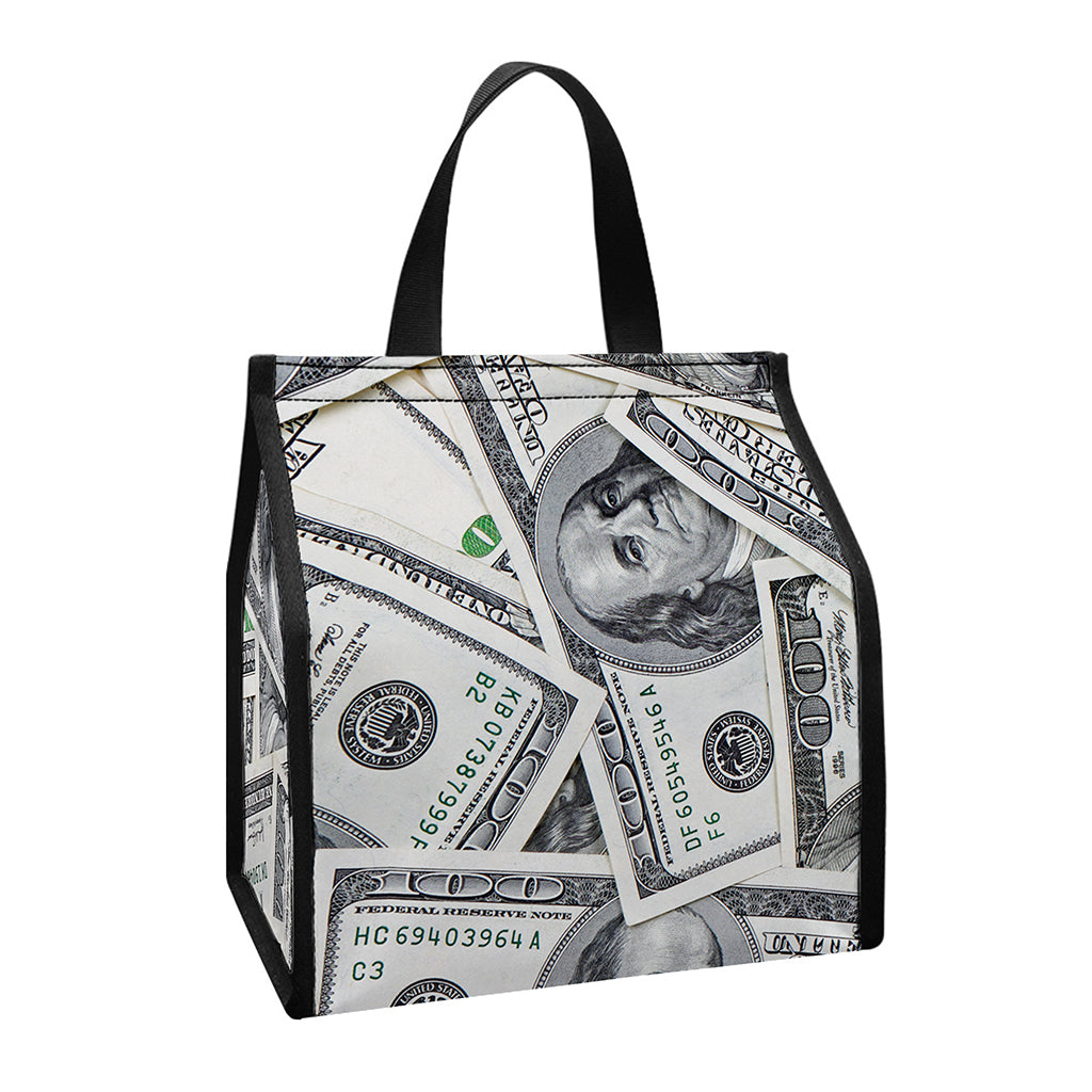 US Dollar Pattern Print Insulated Lunch Tote