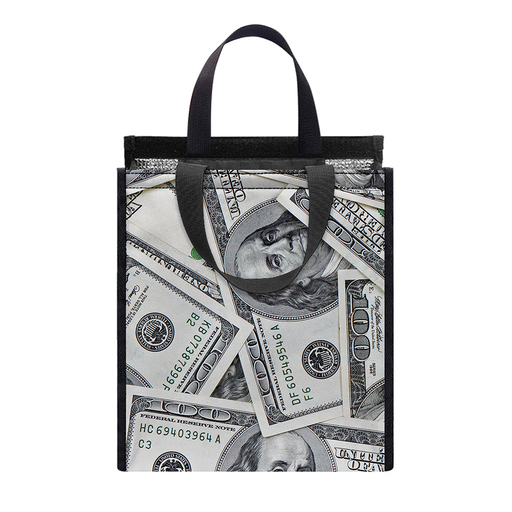 US Dollar Pattern Print Insulated Lunch Tote