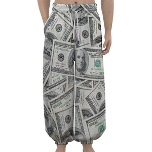 US Dollar Pattern Print Lantern Pants