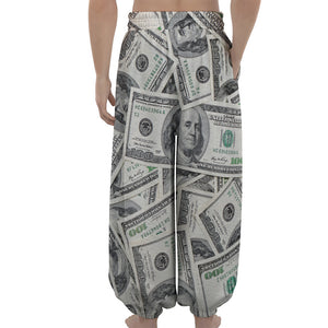 US Dollar Pattern Print Lantern Pants