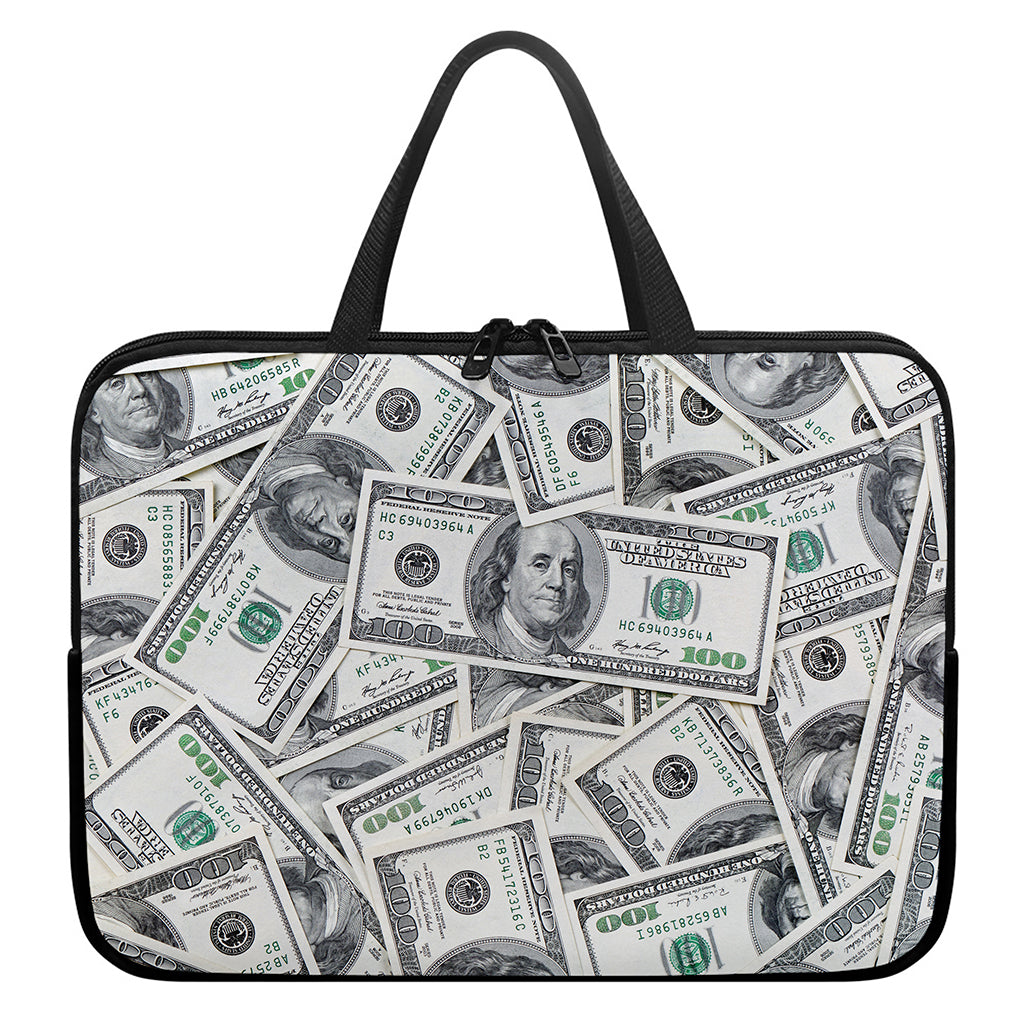 US Dollar Pattern Print Laptop Sleeve With Handle