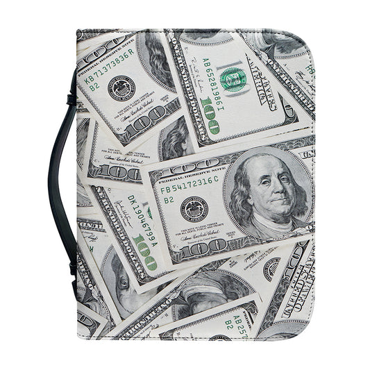 US Dollar Pattern Print Leather Bible Cover