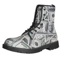 US Dollar Pattern Print Lace-Up Boots
