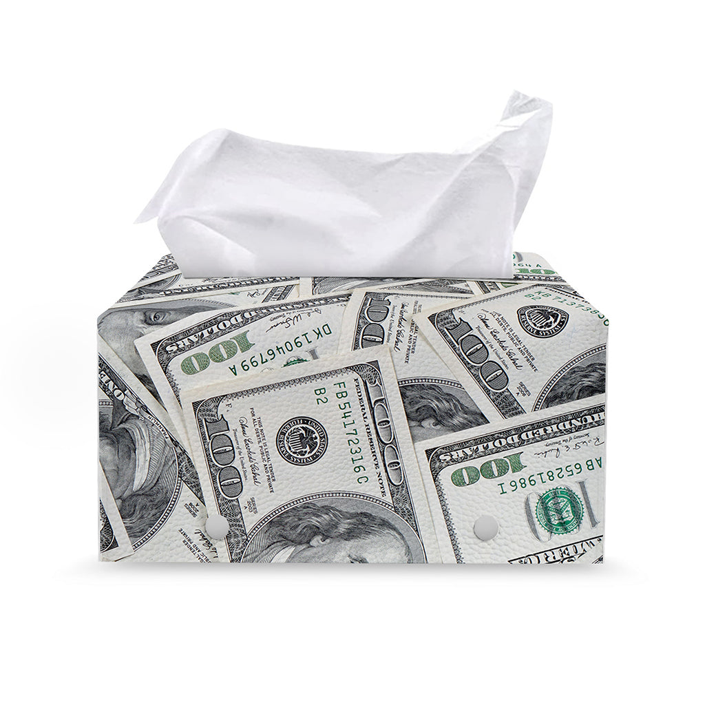 US Dollar Pattern Print Leather Tissue Box Cover