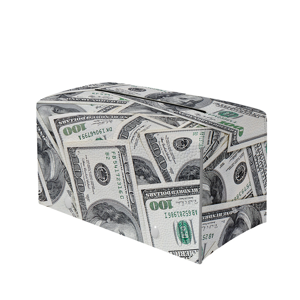 US Dollar Pattern Print Leather Tissue Box Cover