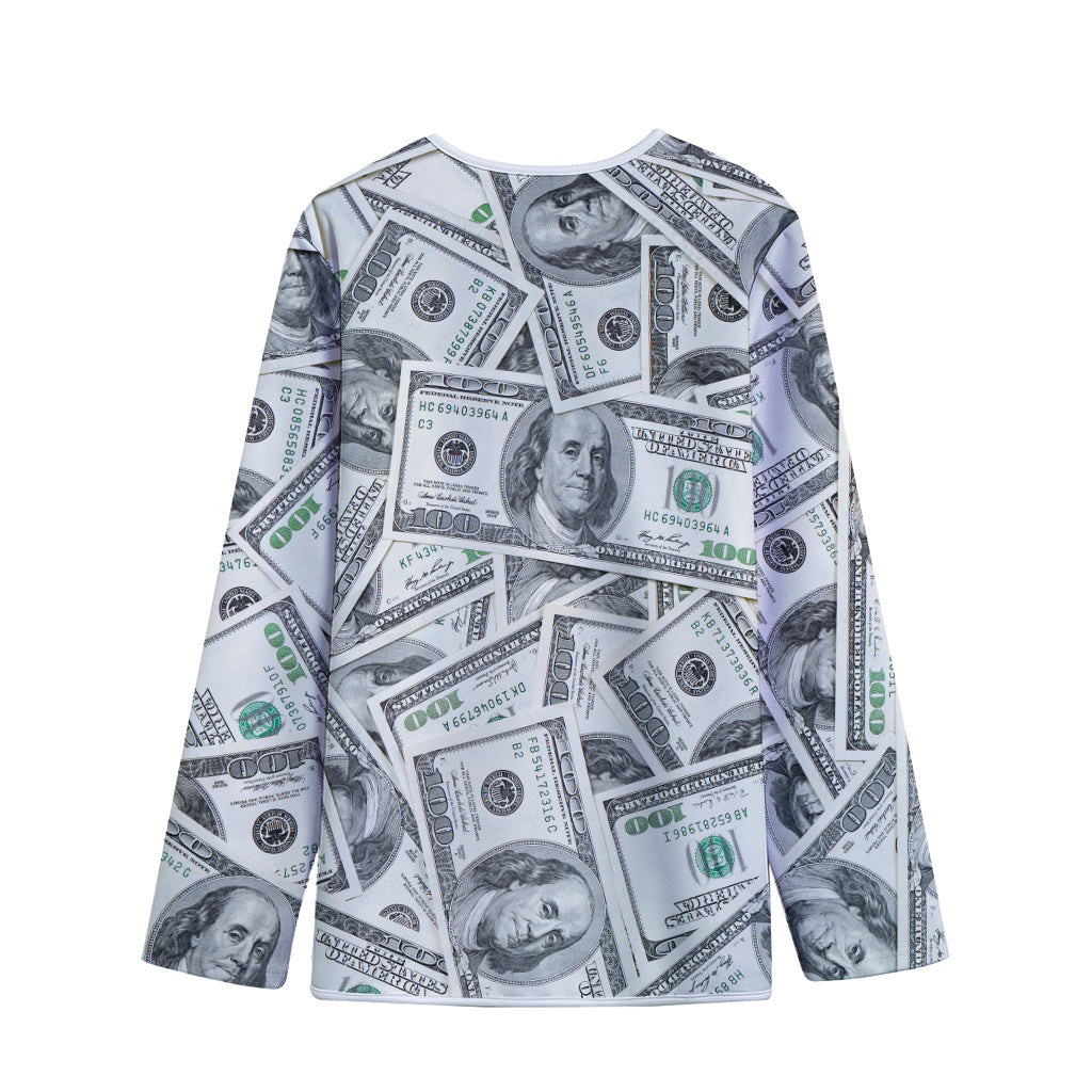 US Dollar Pattern Print Long Sleeve Short Coat