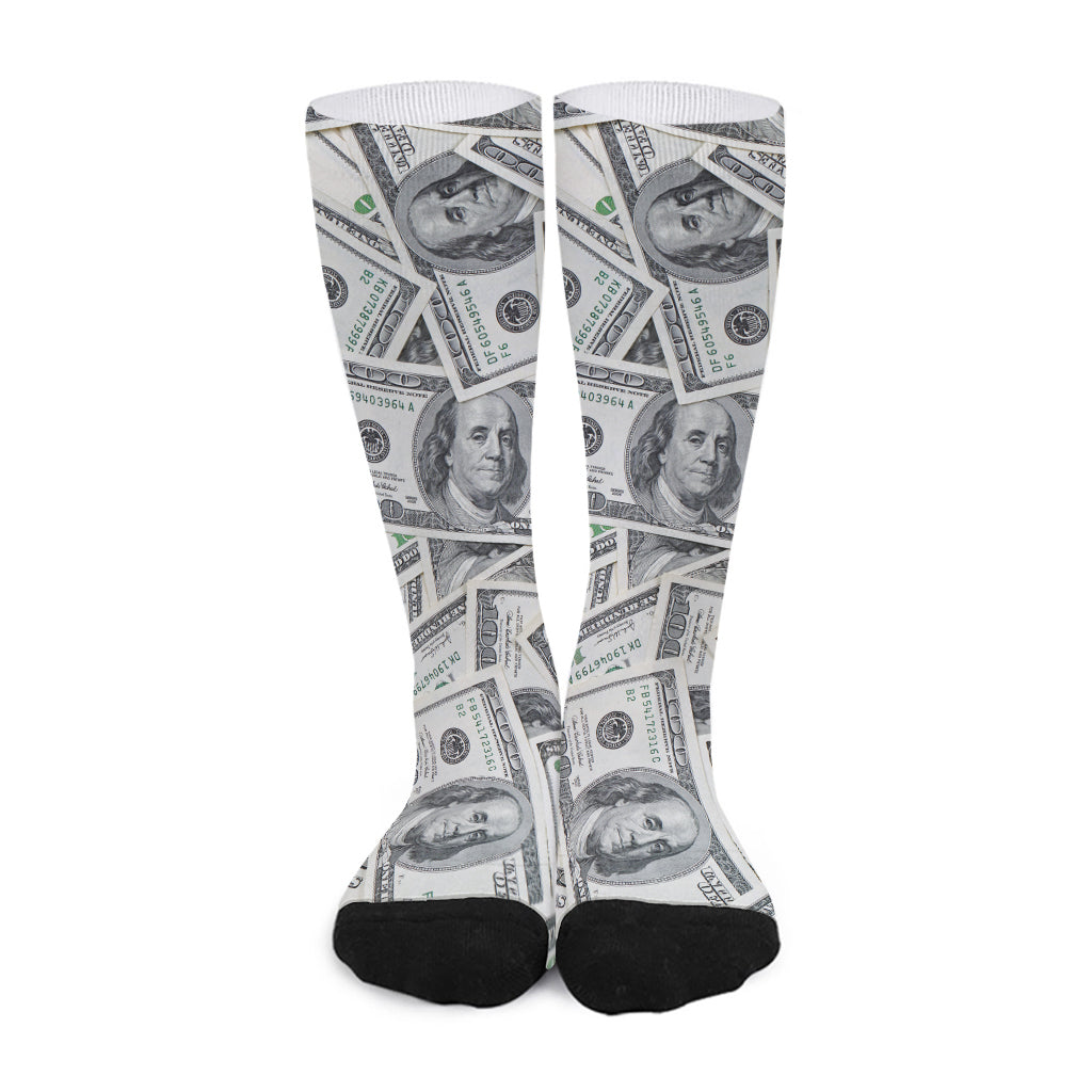 US Dollar Pattern Print Long Socks