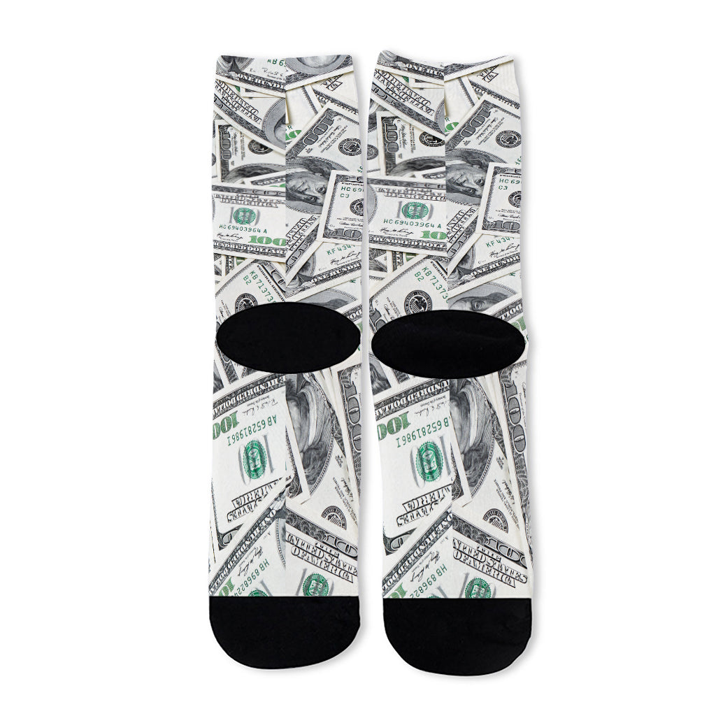 US Dollar Pattern Print Long Socks