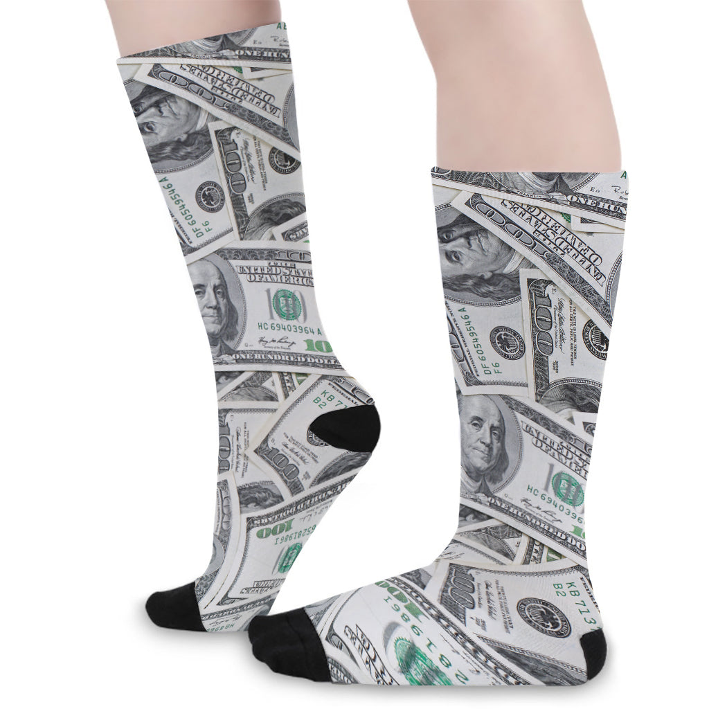 US Dollar Pattern Print Long Socks