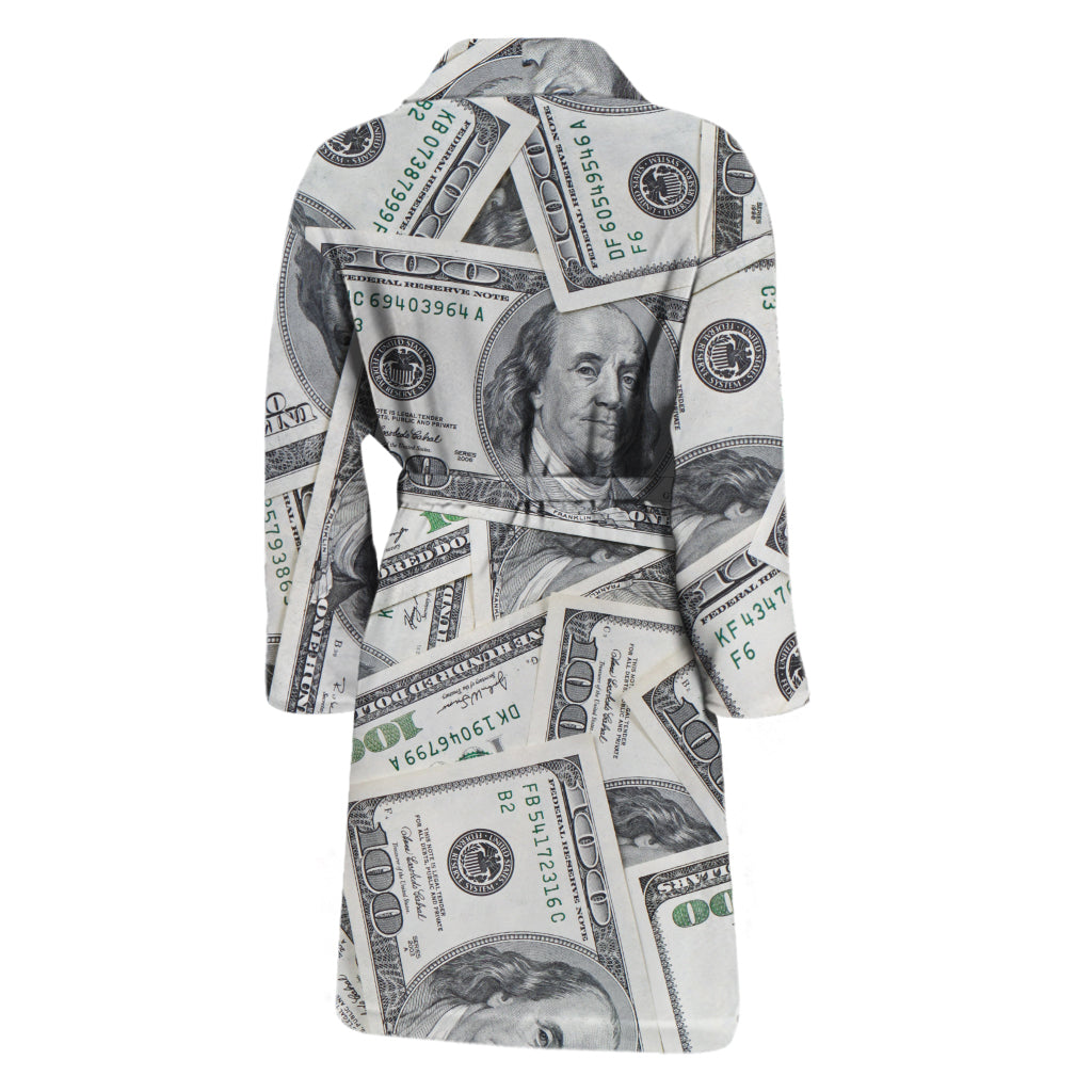US Dollar Pattern Print Men's Bathrobe