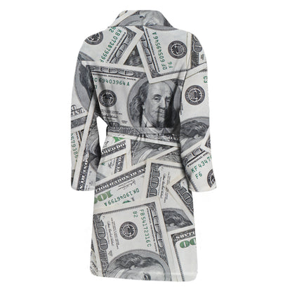 US Dollar Pattern Print Men's Bathrobe