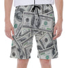 US Dollar Pattern Print Men's Beach Shorts