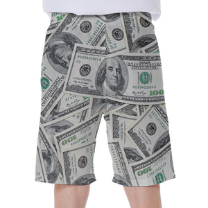 US Dollar Pattern Print Men's Beach Shorts