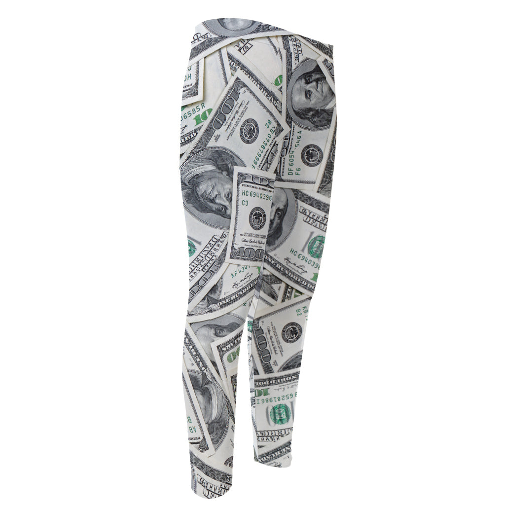 US Dollar Pattern Print Men's Compression Pants