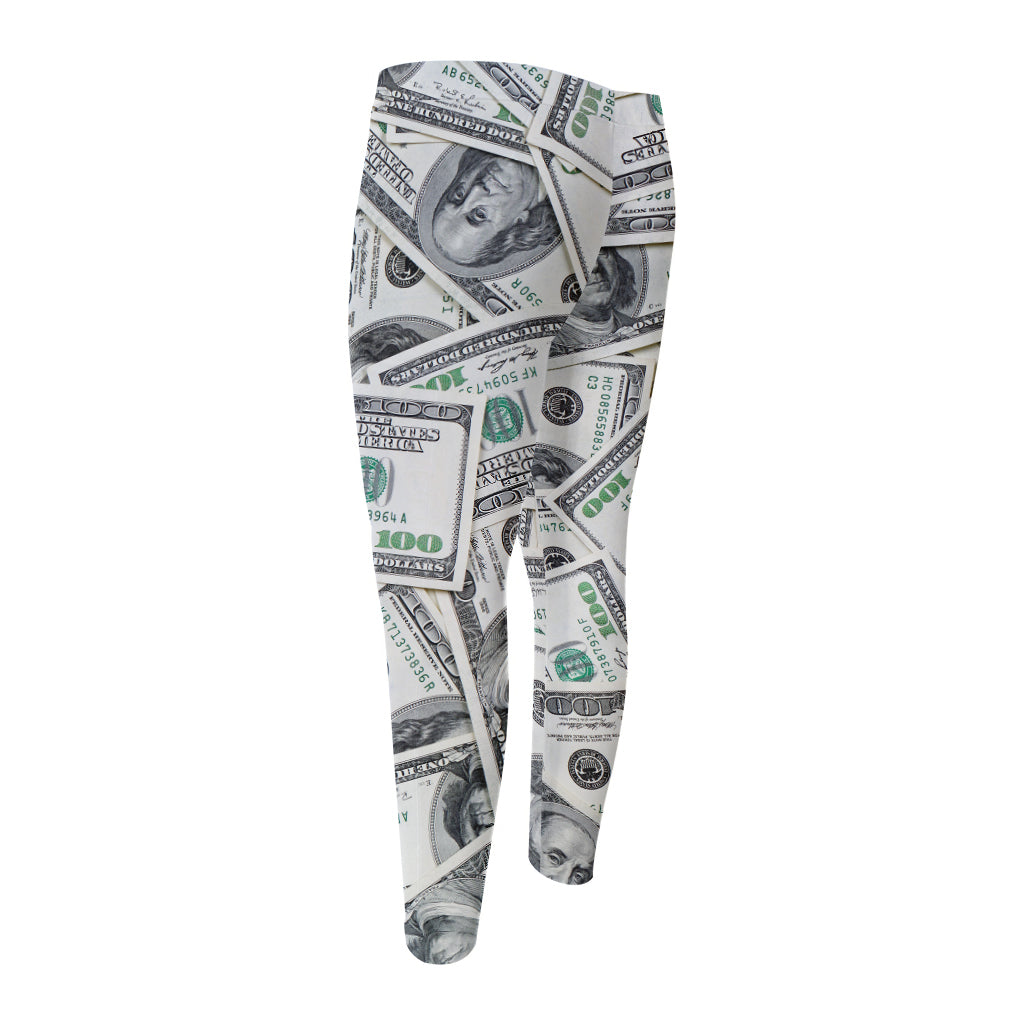 US Dollar Pattern Print Men's Compression Pants