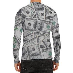 US Dollar Pattern Print Men's Long Sleeve Rash Guard