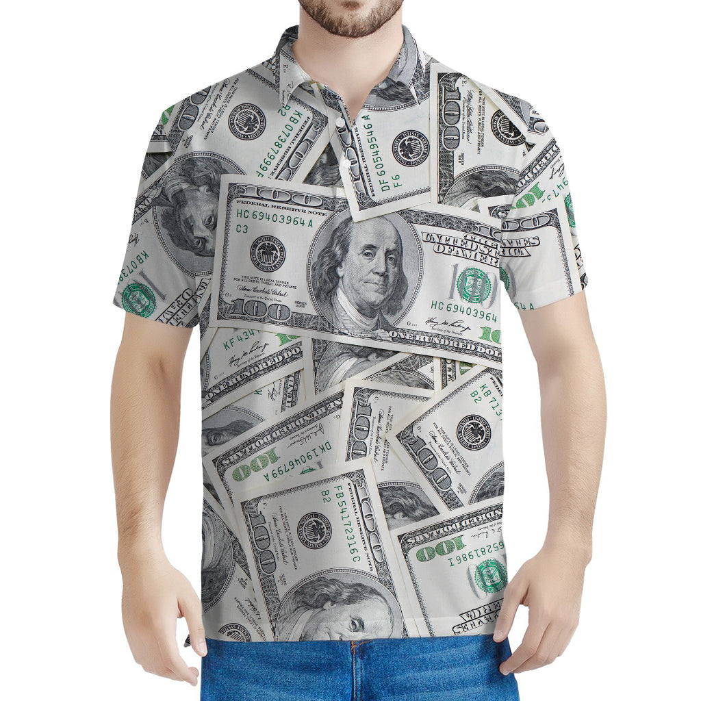 US Dollar Pattern Print Men's Polo Shirt