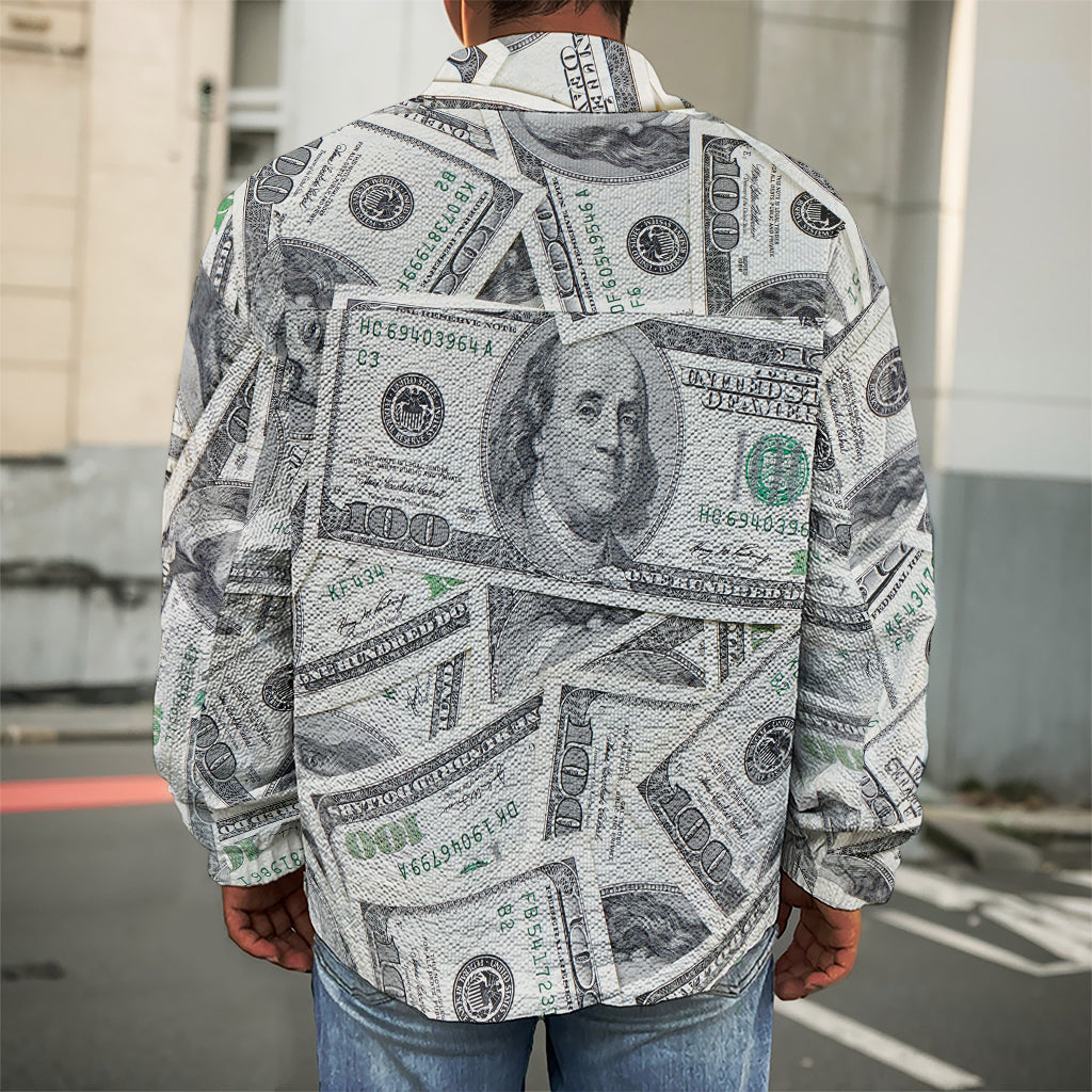 US Dollar Pattern Print Men's Shirt Jacket