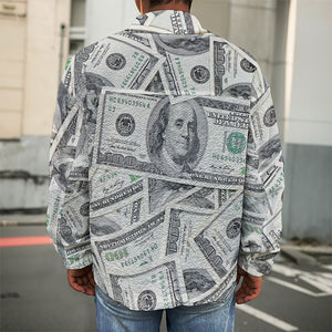 US Dollar Pattern Print Men's Shirt Jacket