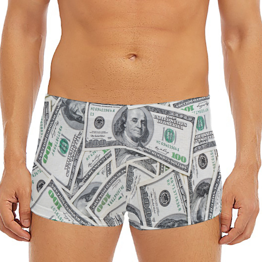 US Dollar Pattern Print Men's Short Boxer Briefs