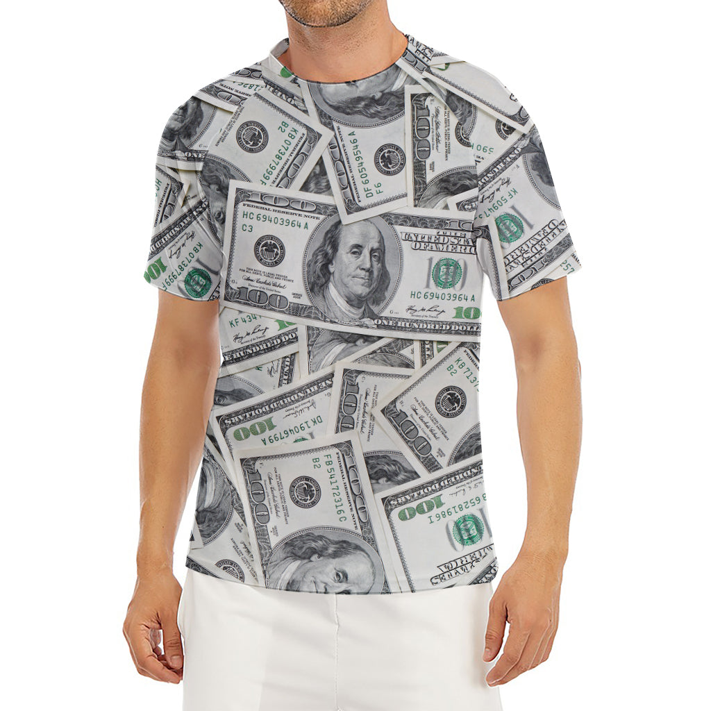 US Dollar Pattern Print Men's Short Sleeve Rash Guard