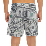 US Dollar Pattern Print Men's Split Running Shorts