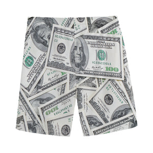 US Dollar Pattern Print Men's Sports Shorts