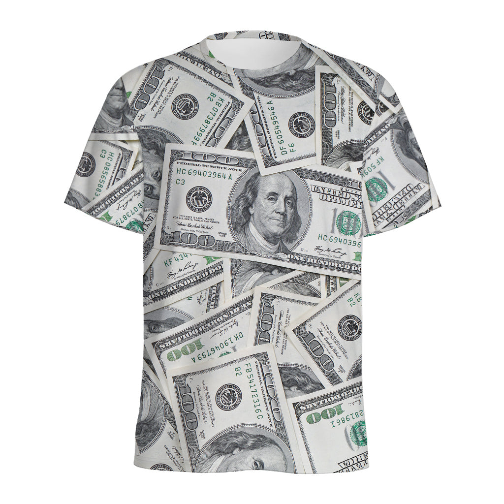 US Dollar Pattern Print Men's Sports T-Shirt