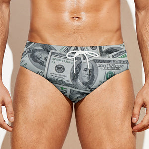 US Dollar Pattern Print Men's Swim Briefs