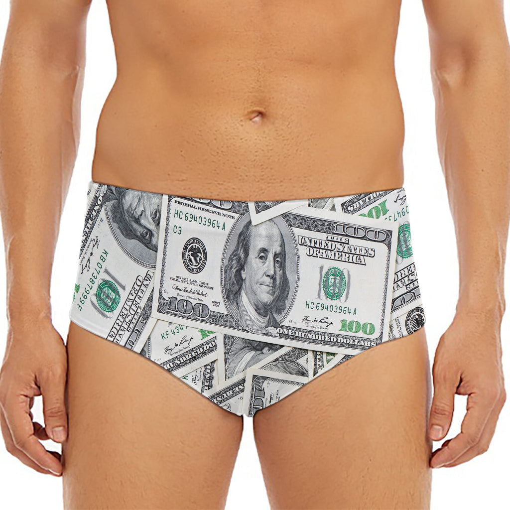 US Dollar Pattern Print Men's Triangle Swim Briefs