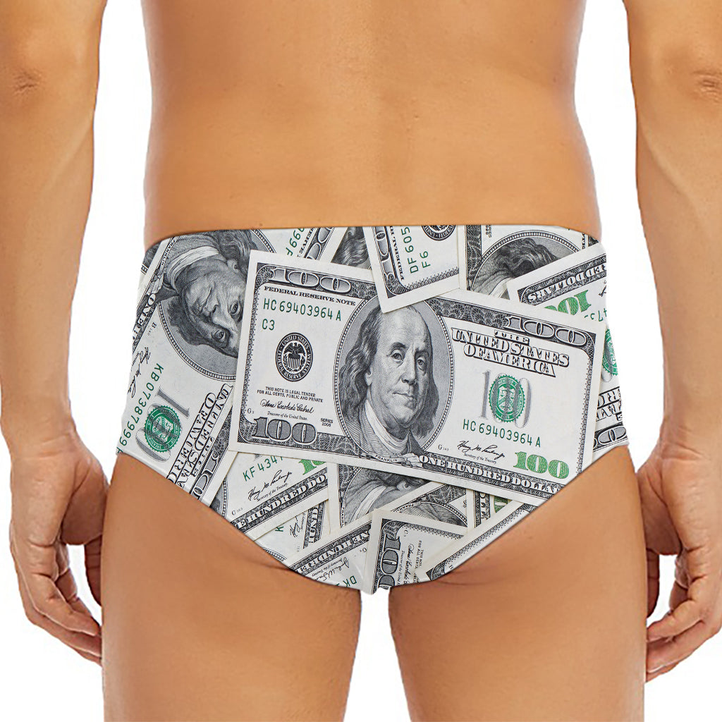 US Dollar Pattern Print Men's Triangle Swim Briefs