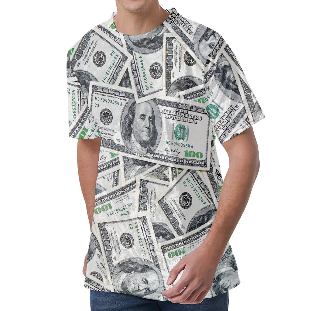 US Dollar Pattern Print Men's Velvet T-Shirt