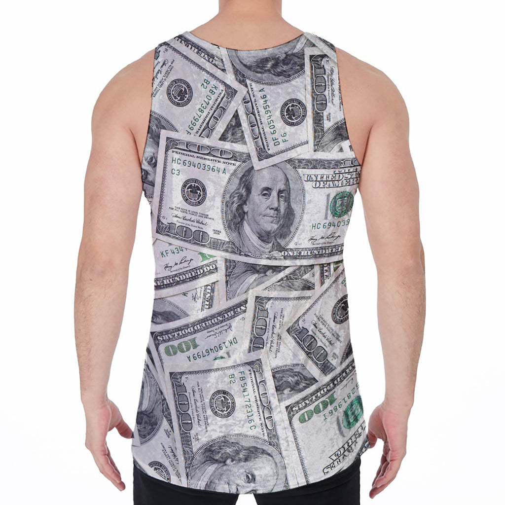 US Dollar Pattern Print Men's Velvet Tank Top