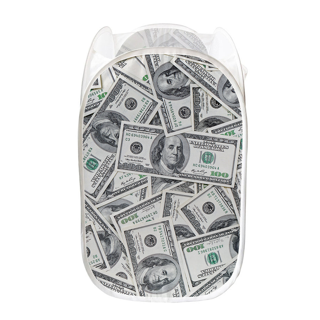 US Dollar Pattern Print Mesh Laundry Hamper