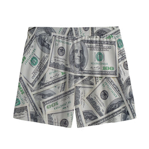 US Dollar Pattern Print Mesh Shorts